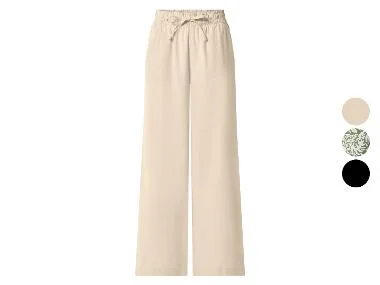 Spodnie wide leg damskie z lnem