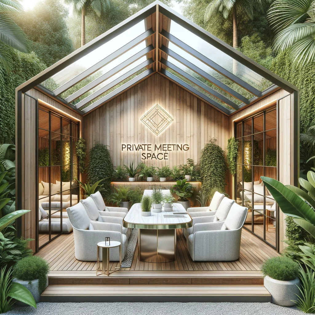 Concept visual of a glass meeting pod in a garden